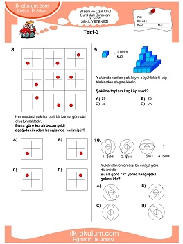 ilkokul 1. Sınıf Bilsem Zeka Testi 